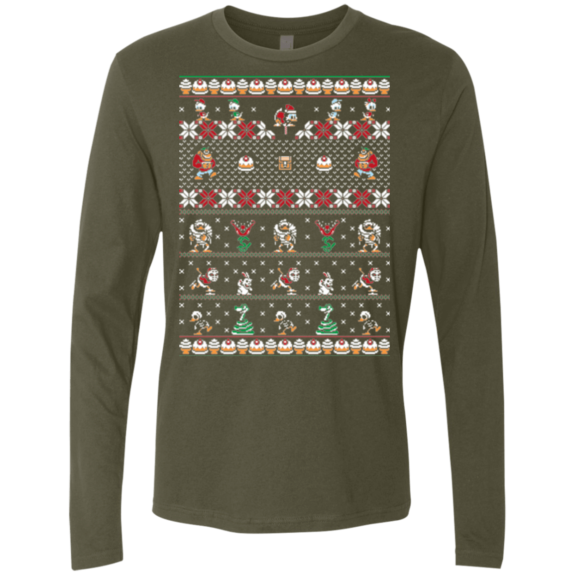 T-Shirts Military Green / Small Merry Christmas Uncle Scrooge Men's Premium Long Sleeve