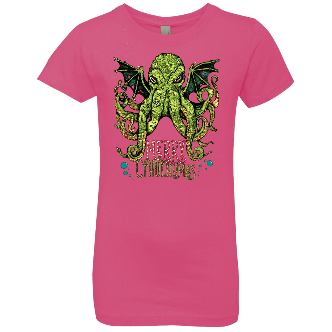 T-Shirts Hot Pink / YXS Merry Cthulhumas Girls Premium T-Shirt
