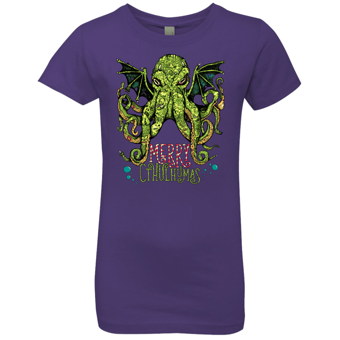 T-Shirts Purple Rush / YXS Merry Cthulhumas Girls Premium T-Shirt