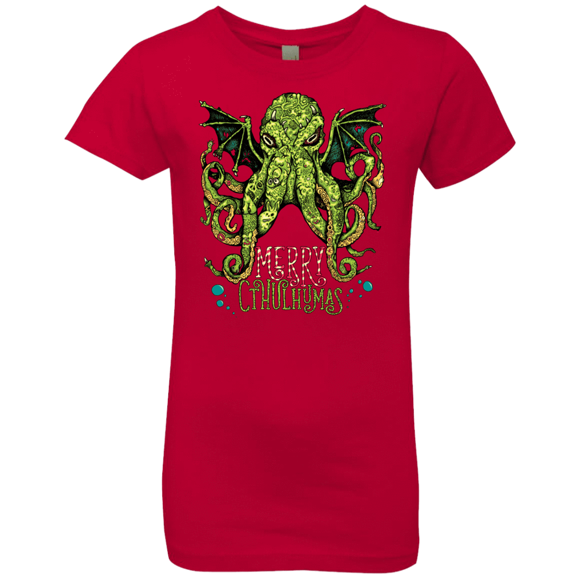 T-Shirts Red / YXS Merry Cthulhumas Girls Premium T-Shirt