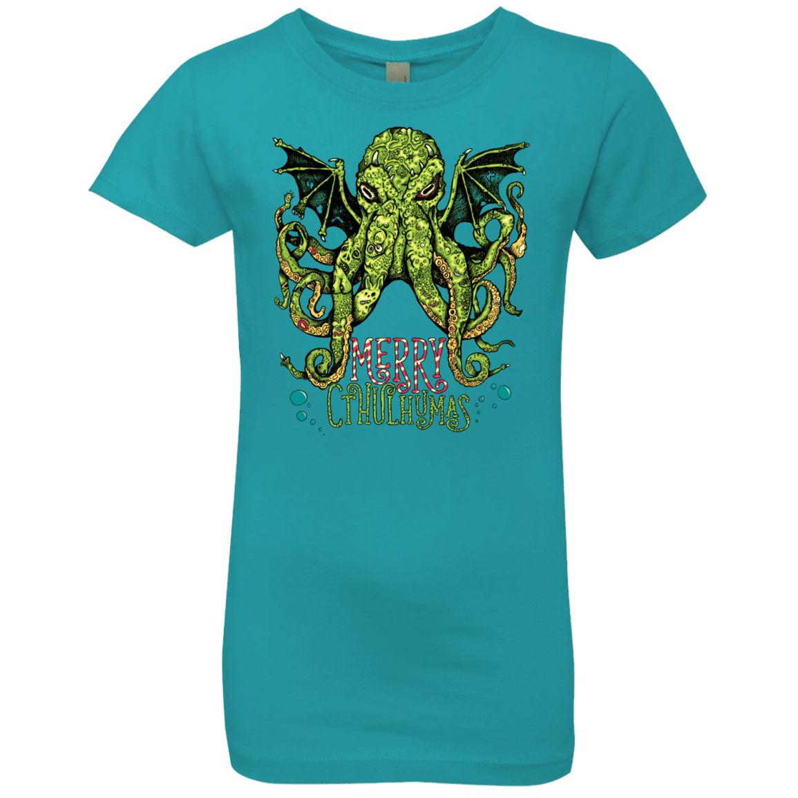 T-Shirts Tahiti Blue / YXS Merry Cthulhumas Girls Premium T-Shirt