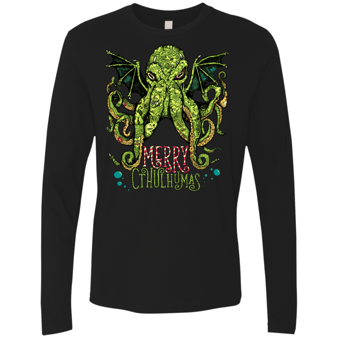 T-Shirts Black / Small Merry Cthulhumas Men's Premium Long Sleeve