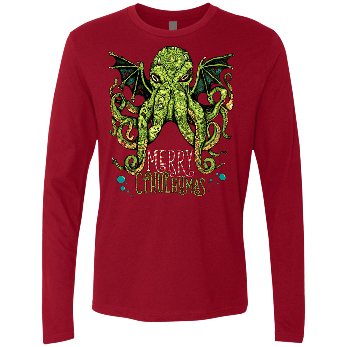 T-Shirts Cardinal / Small Merry Cthulhumas Men's Premium Long Sleeve