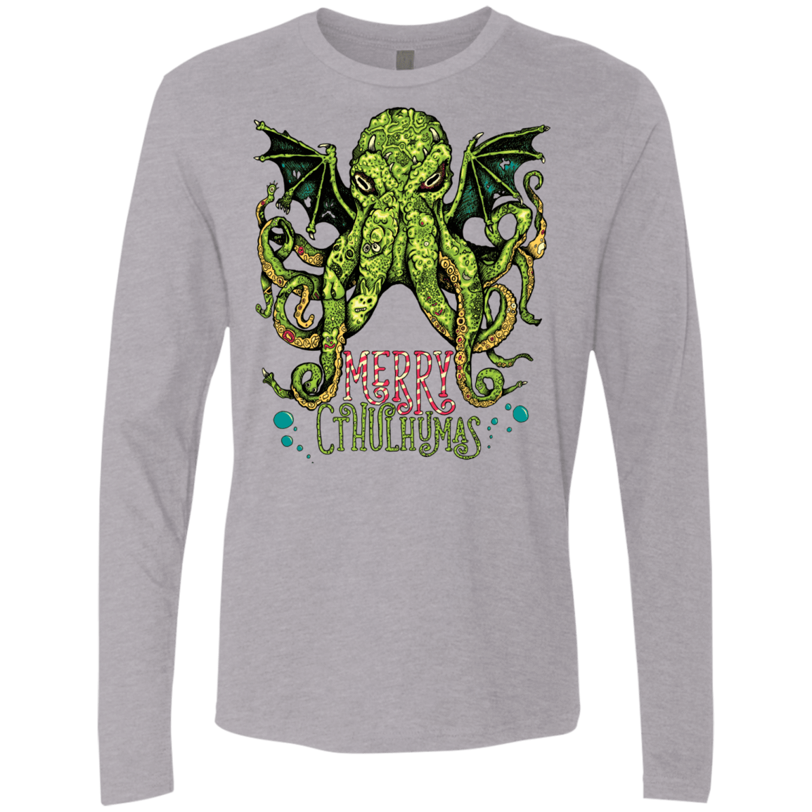 T-Shirts Heather Grey / Small Merry Cthulhumas Men's Premium Long Sleeve