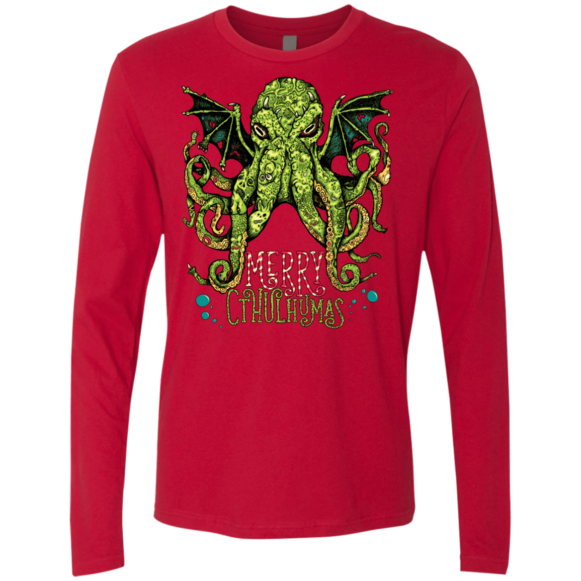 T-Shirts Red / Small Merry Cthulhumas Men's Premium Long Sleeve