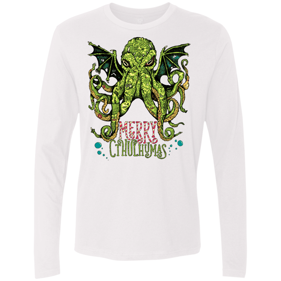 T-Shirts White / Small Merry Cthulhumas Men's Premium Long Sleeve