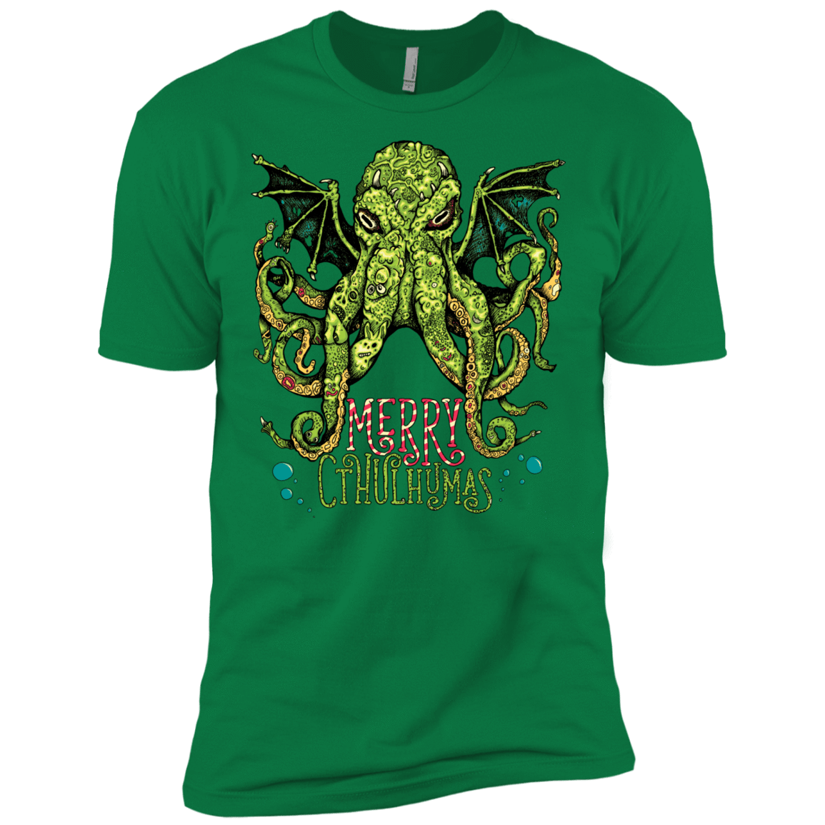 T-Shirts Kelly Green / X-Small Merry Cthulhumas Men's Premium T-Shirt