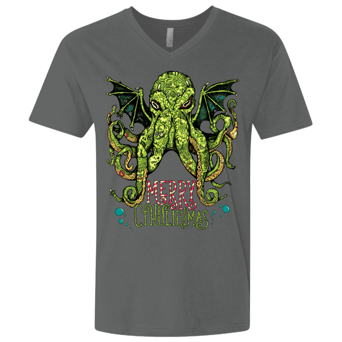 T-Shirts Heavy Metal / X-Small Merry Cthulhumas Men's Premium V-Neck