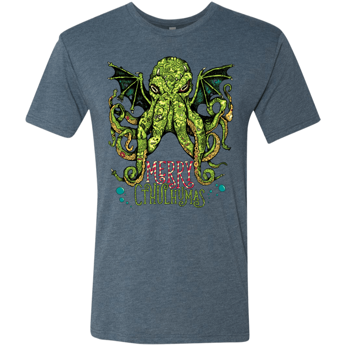 T-Shirts Indigo / Small Merry Cthulhumas Men's Triblend T-Shirt