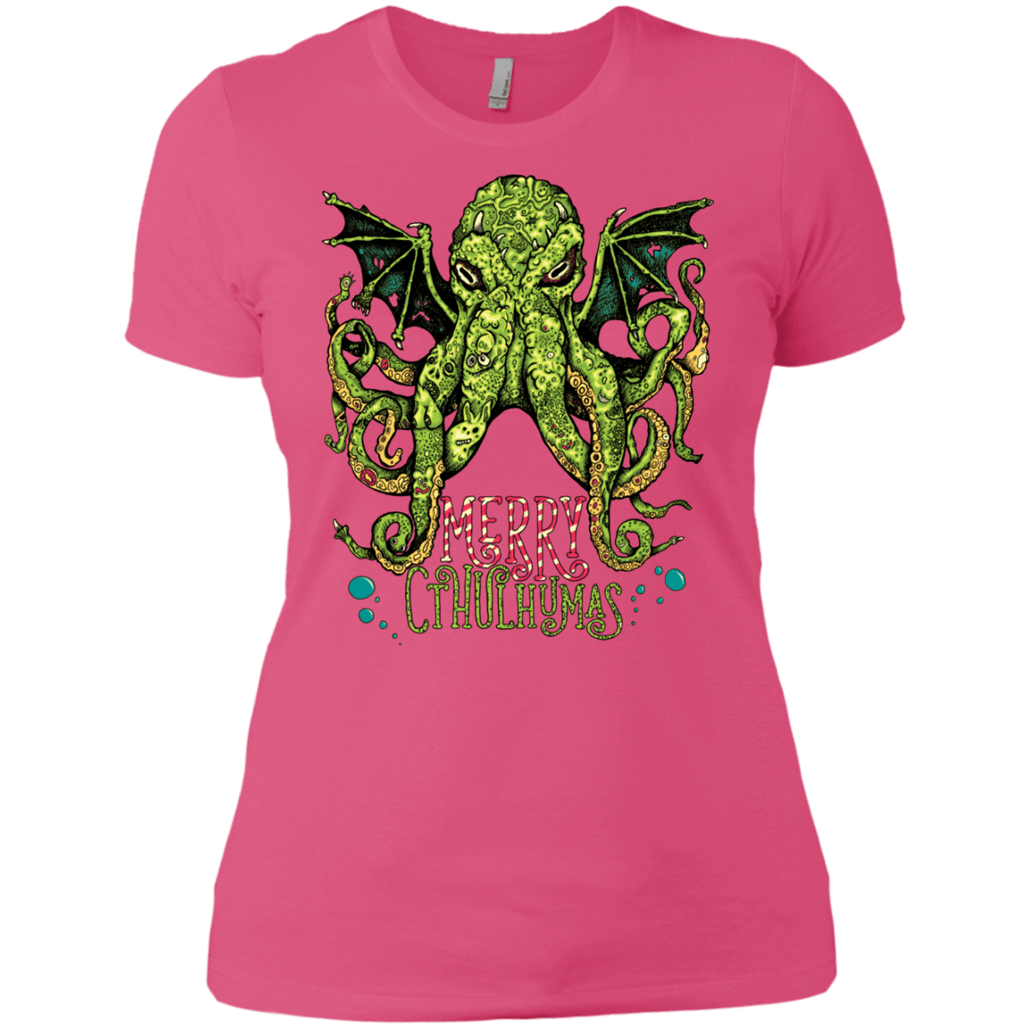 T-Shirts Hot Pink / X-Small Merry Cthulhumas Women's Premium T-Shirt