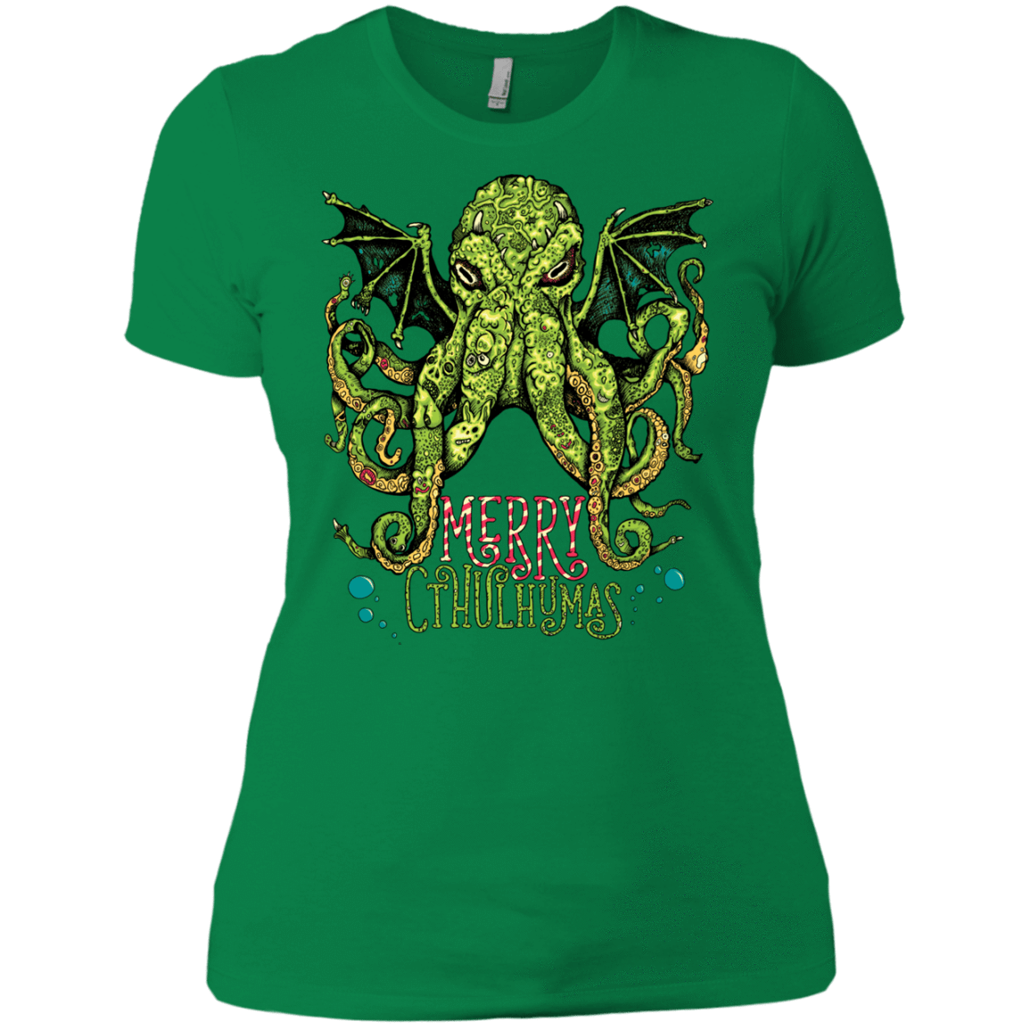 T-Shirts Kelly Green / X-Small Merry Cthulhumas Women's Premium T-Shirt