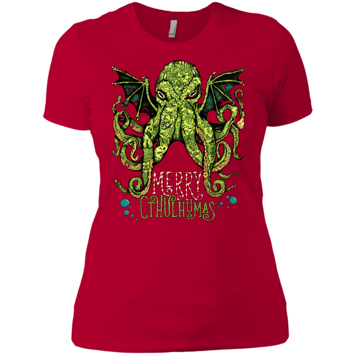 T-Shirts Red / X-Small Merry Cthulhumas Women's Premium T-Shirt