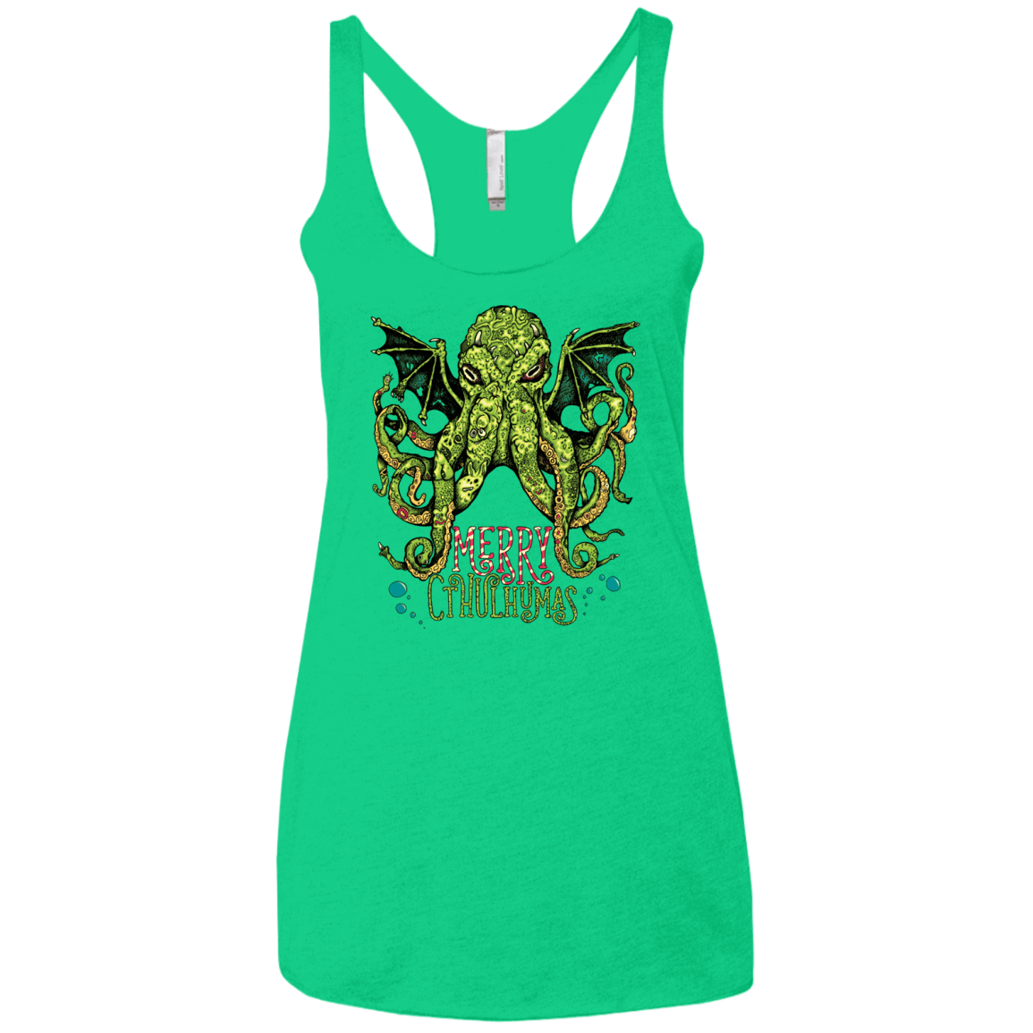 T-Shirts Envy / X-Small Merry Cthulhumas Women's Triblend Racerback Tank