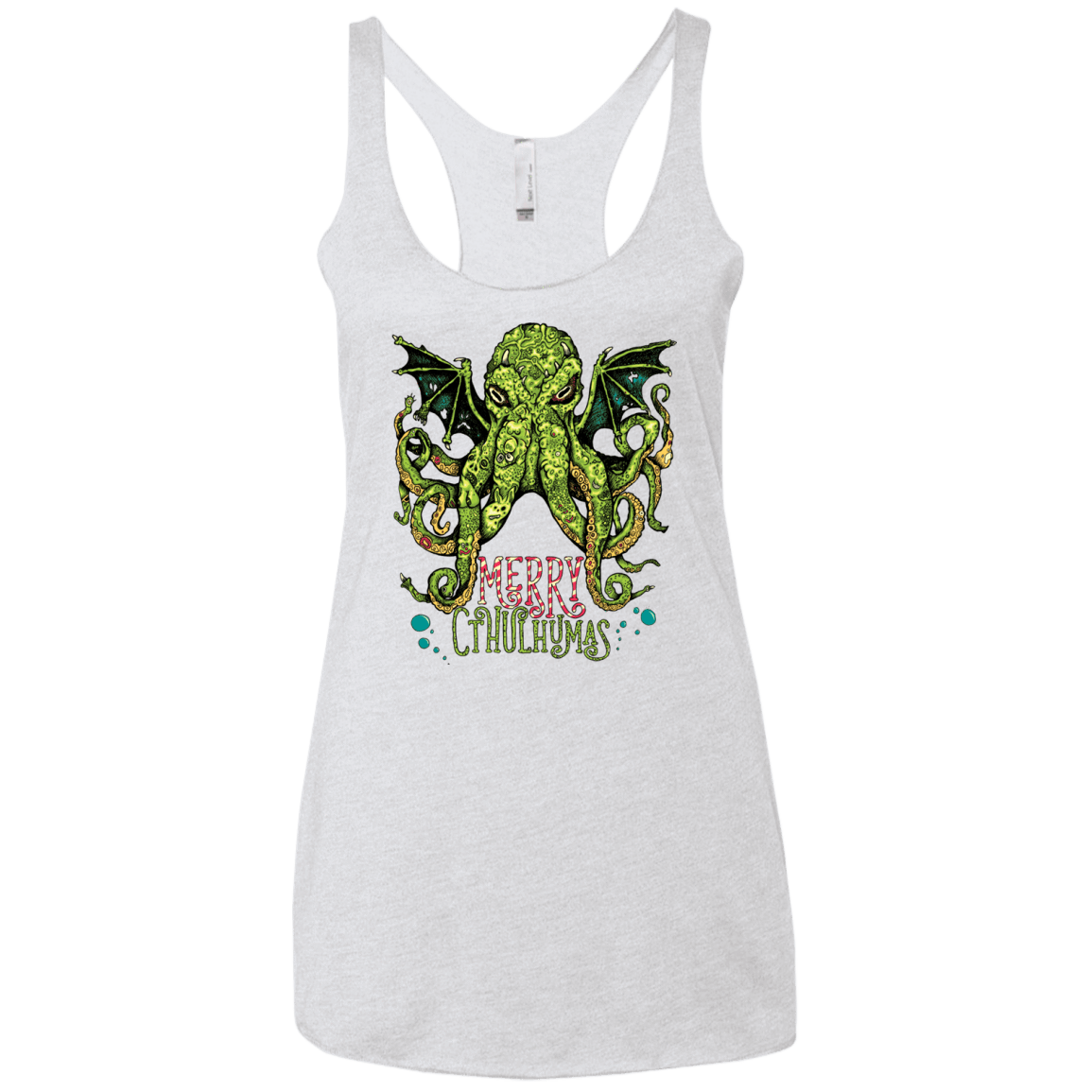 T-Shirts Heather White / X-Small Merry Cthulhumas Women's Triblend Racerback Tank