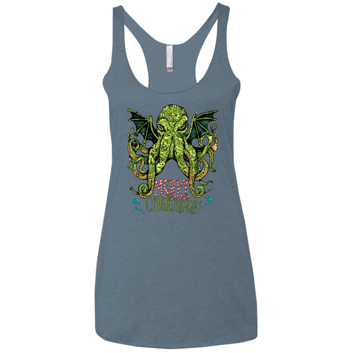 T-Shirts Indigo / X-Small Merry Cthulhumas Women's Triblend Racerback Tank