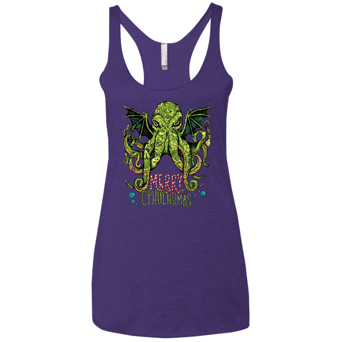 T-Shirts Purple / X-Small Merry Cthulhumas Women's Triblend Racerback Tank