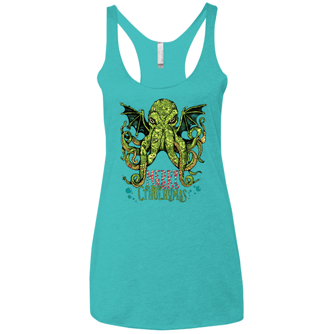 T-Shirts Tahiti Blue / X-Small Merry Cthulhumas Women's Triblend Racerback Tank