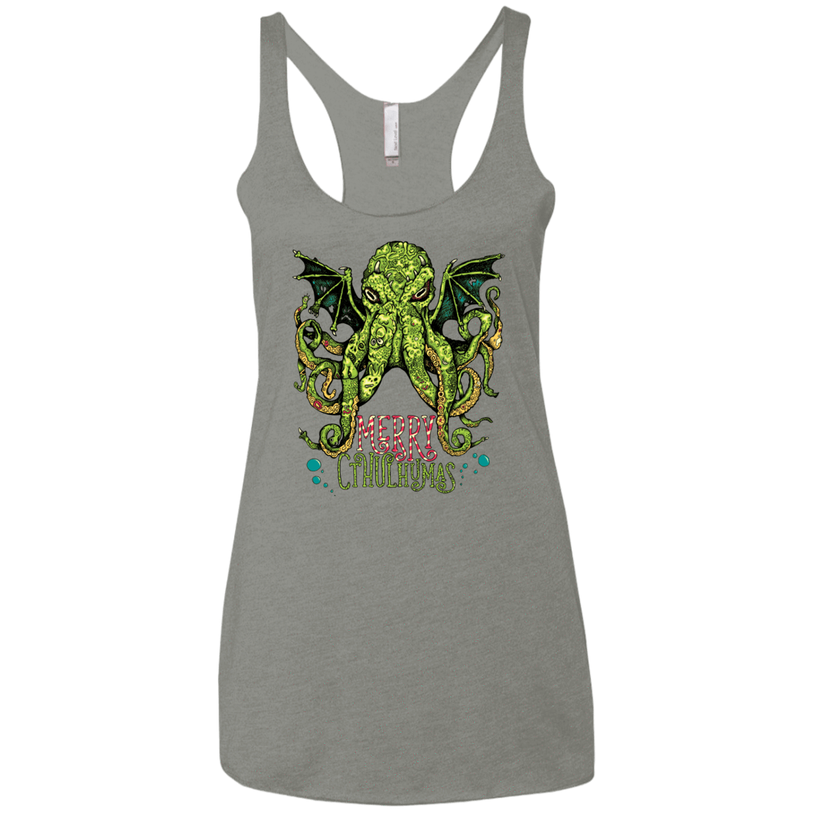 T-Shirts Venetian Grey / X-Small Merry Cthulhumas Women's Triblend Racerback Tank