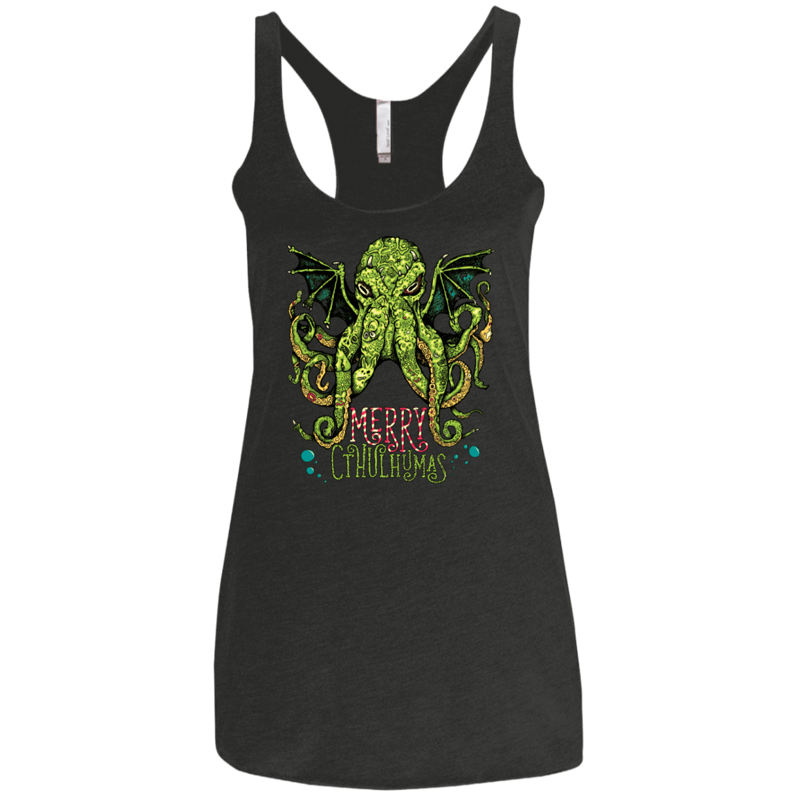 T-Shirts Vintage Black / X-Small Merry Cthulhumas Women's Triblend Racerback Tank
