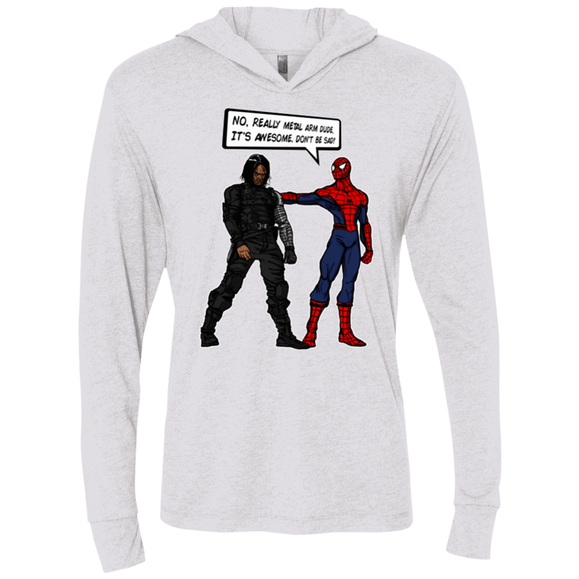 T-Shirts Heather White / X-Small Metal Arm Dude Triblend Long Sleeve Hoodie Tee