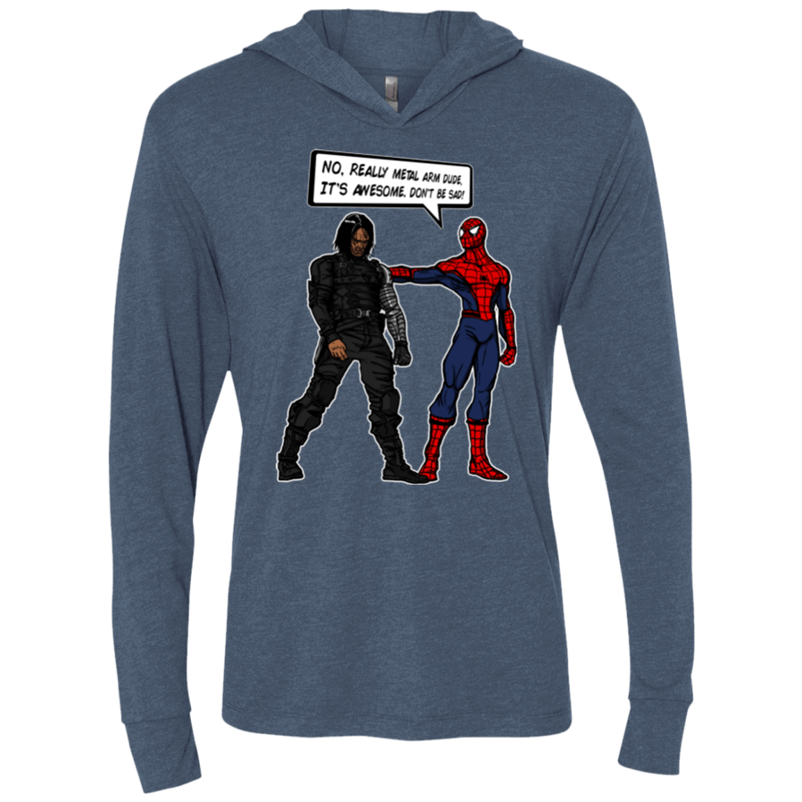 T-Shirts Indigo / X-Small Metal Arm Dude Triblend Long Sleeve Hoodie Tee