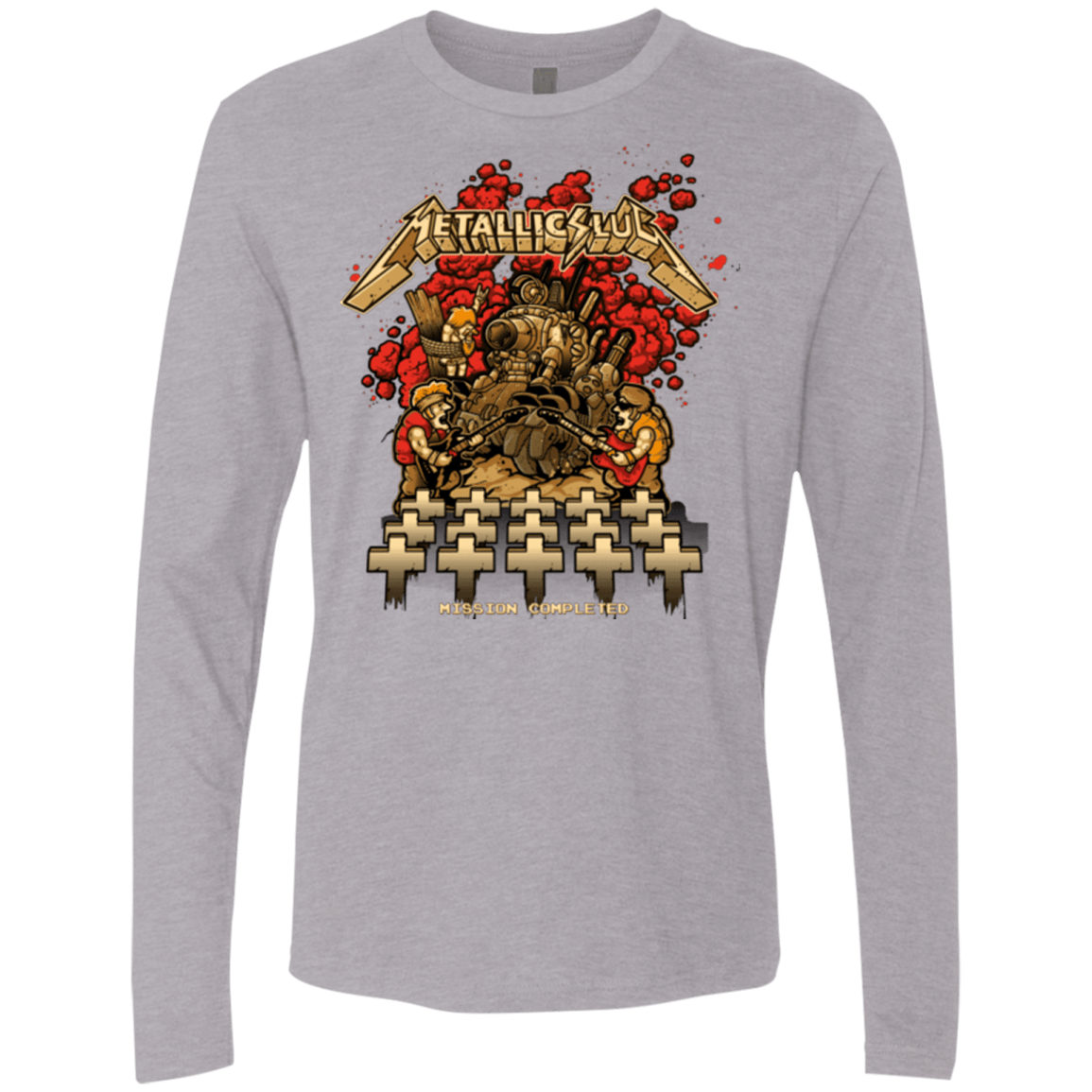 T-Shirts Heather Grey / Small METALLIC SLUG Men's Premium Long Sleeve