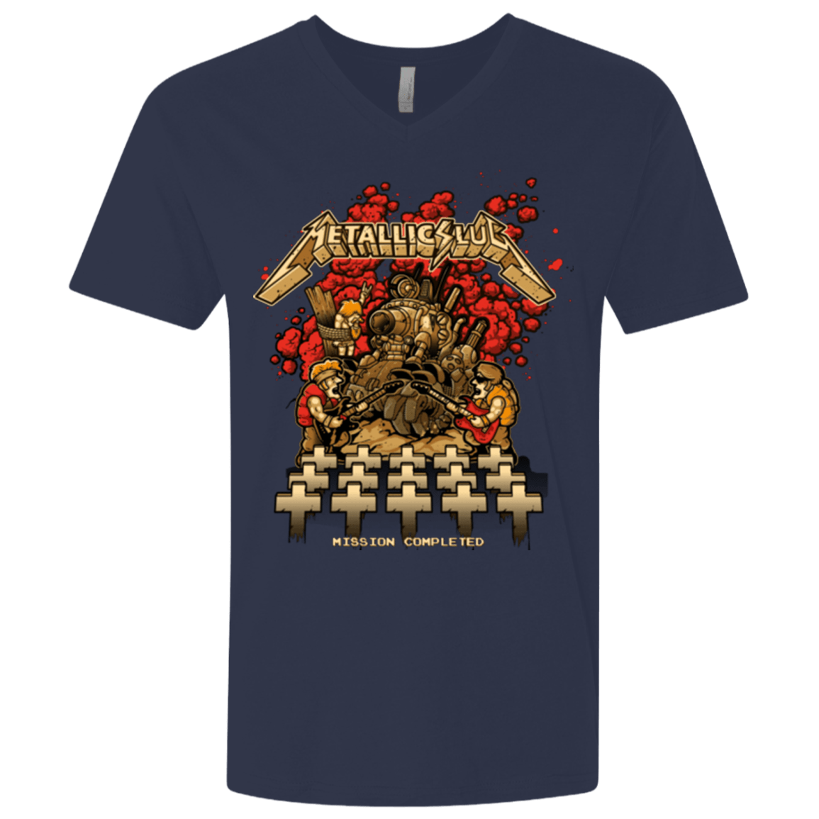 T-Shirts Midnight Navy / X-Small METALLIC SLUG Men's Premium V-Neck