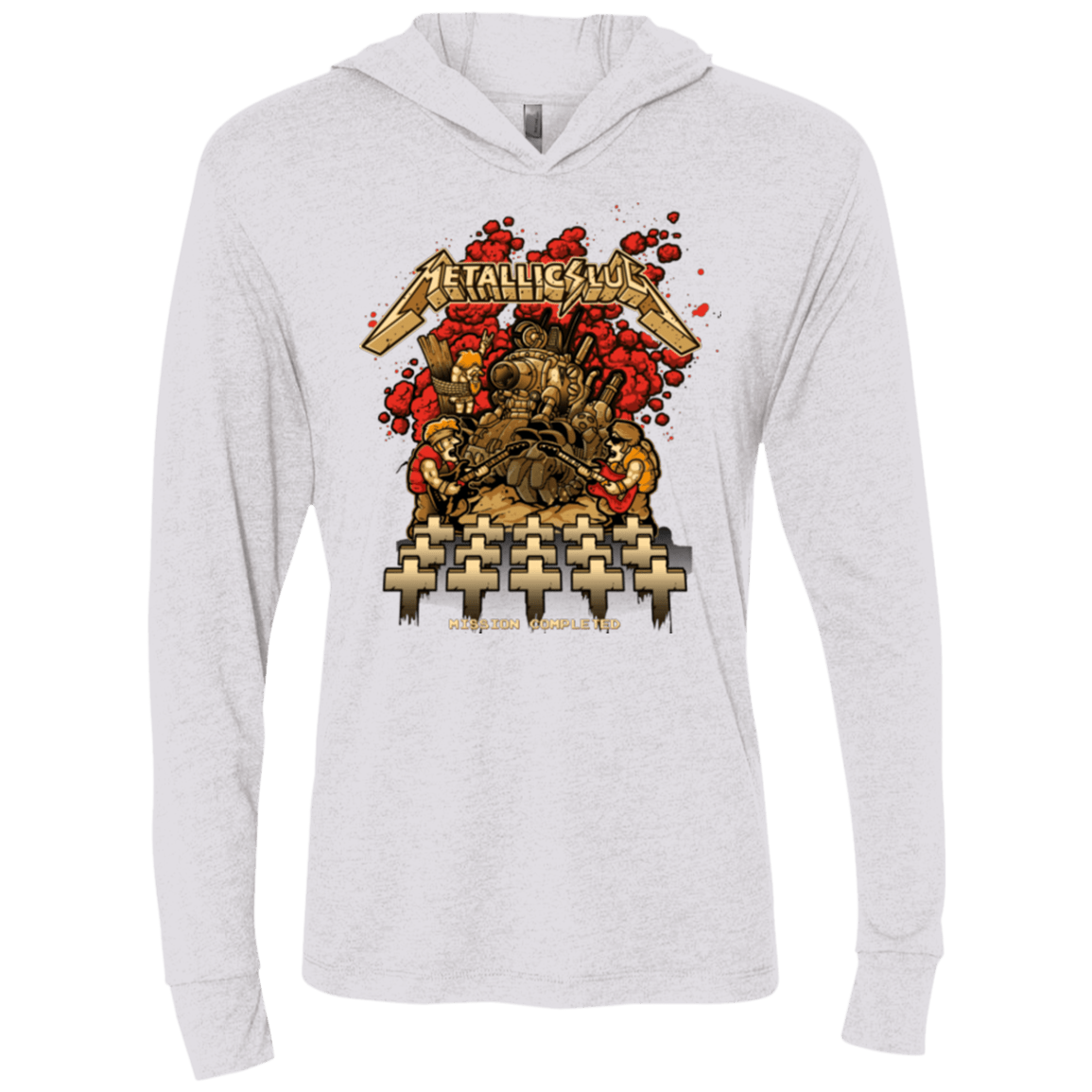 T-Shirts Heather White / X-Small METALLIC SLUG Triblend Long Sleeve Hoodie Tee