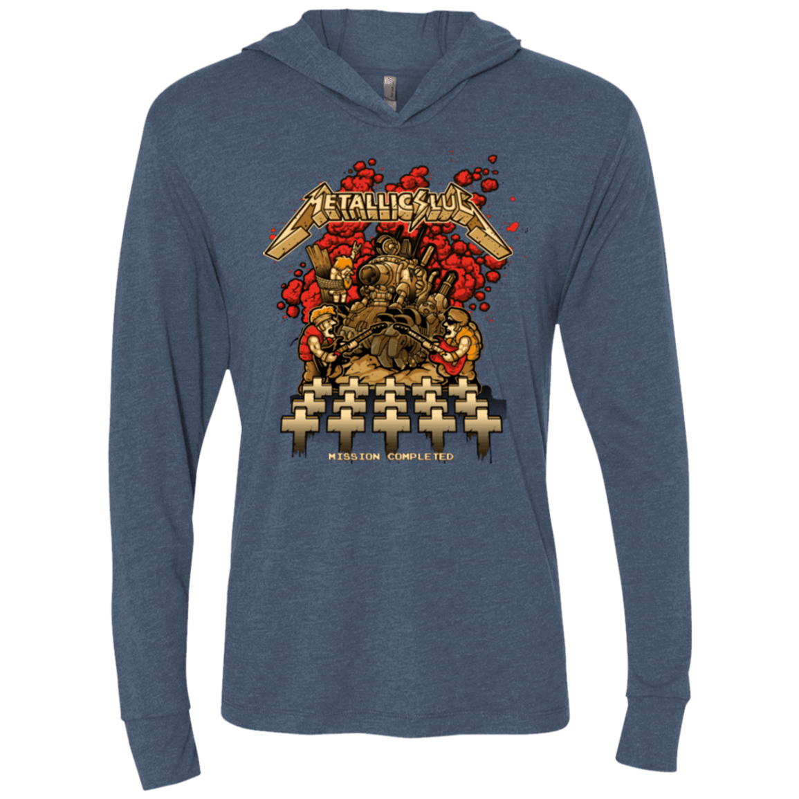 T-Shirts Indigo / X-Small METALLIC SLUG Triblend Long Sleeve Hoodie Tee
