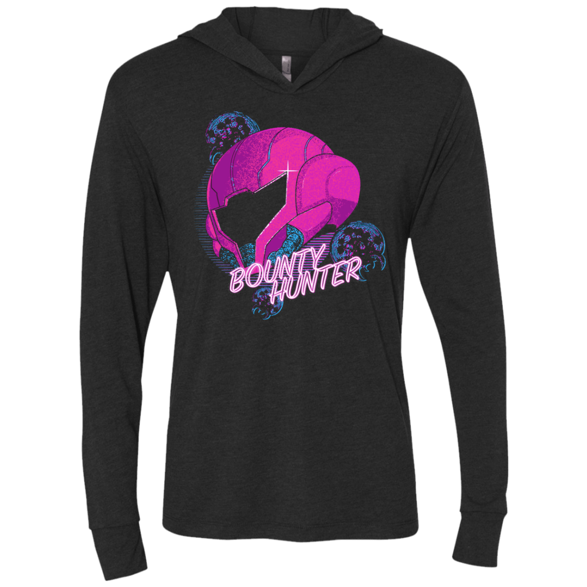 T-Shirts Vintage Black / X-Small Metroid Helmet 80's Triblend Long Sleeve Hoodie Tee