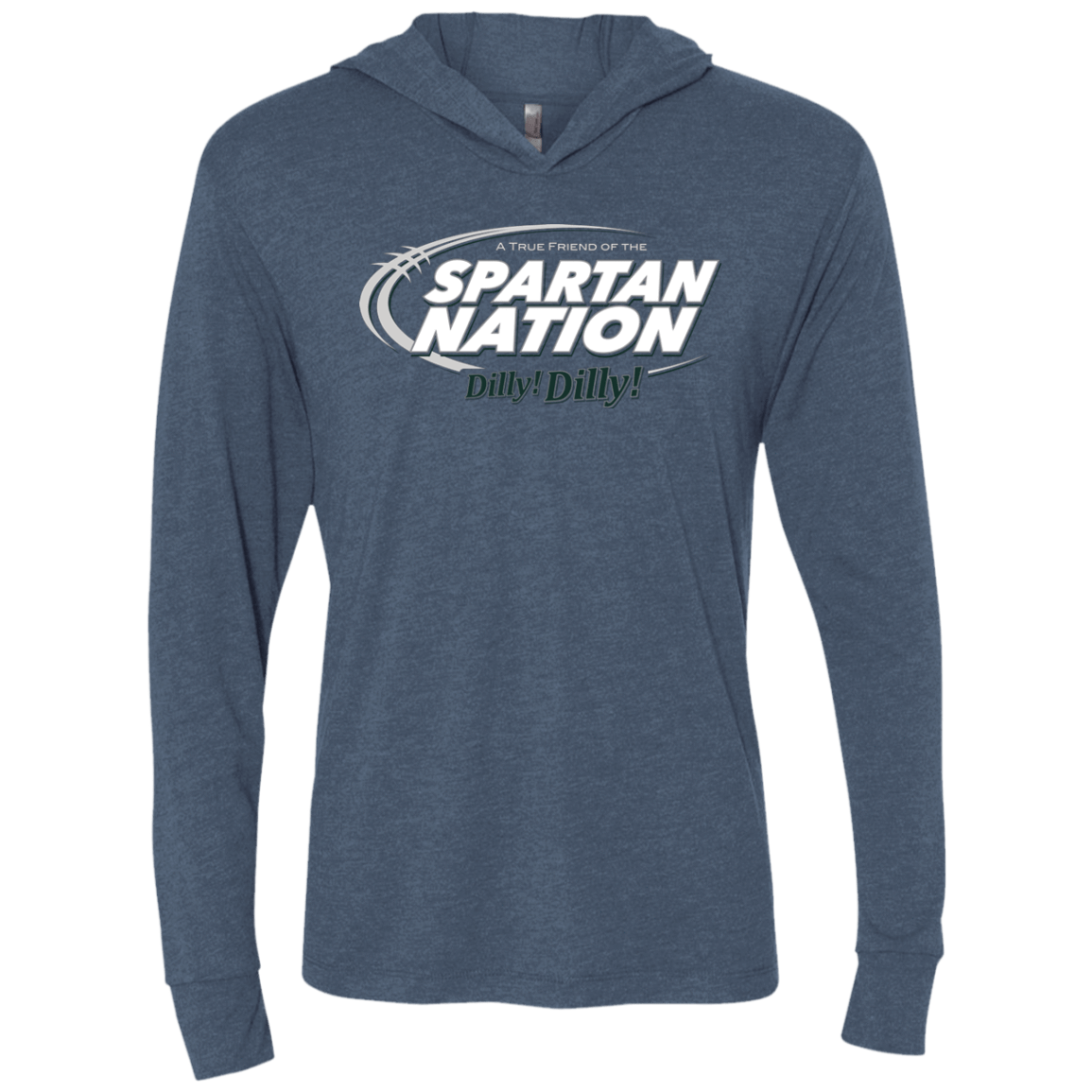 T-Shirts Indigo / X-Small Michigan State Dilly Dilly Triblend Long Sleeve Hoodie Tee