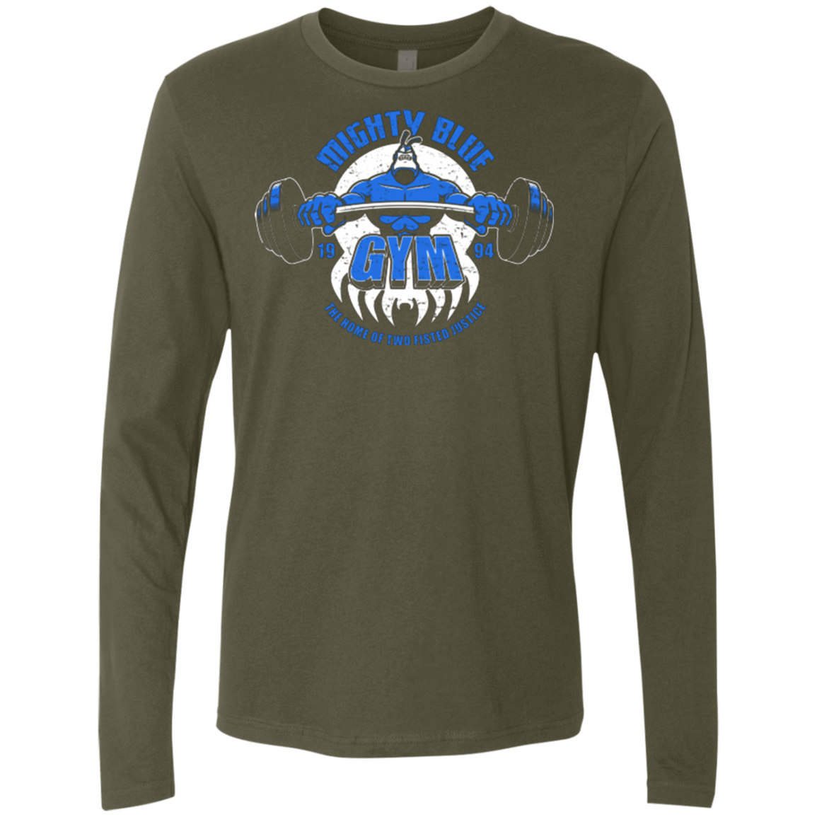 T-Shirts Military Green / Small Mighty Blue Gym Men's Premium Long Sleeve