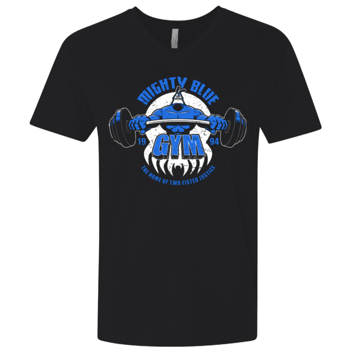 T-Shirts Black / X-Small Mighty Blue Gym Men's Premium V-Neck