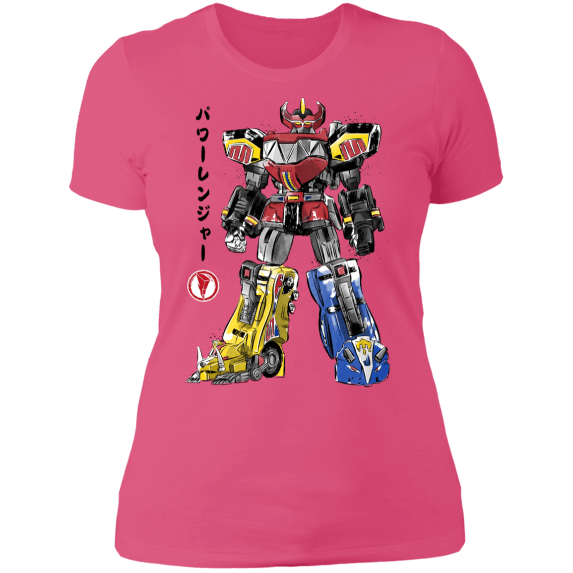 T-Shirts Hot Pink / S Mighty Morphin Megazord sumi-e Women's Premium T-Shirt