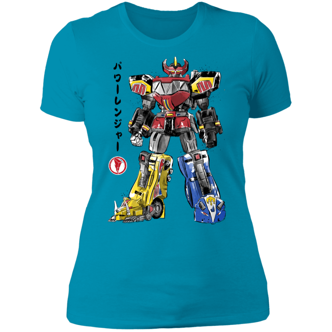 T-Shirts Turquoise / S Mighty Morphin Megazord sumi-e Women's Premium T-Shirt