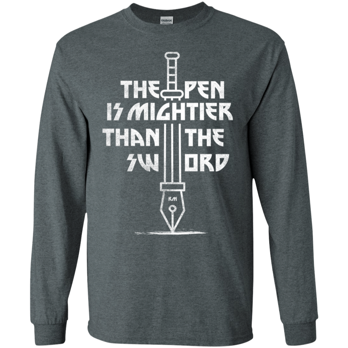 T-Shirts Dark Heather / S Mighty Pen Men's Long Sleeve T-Shirt