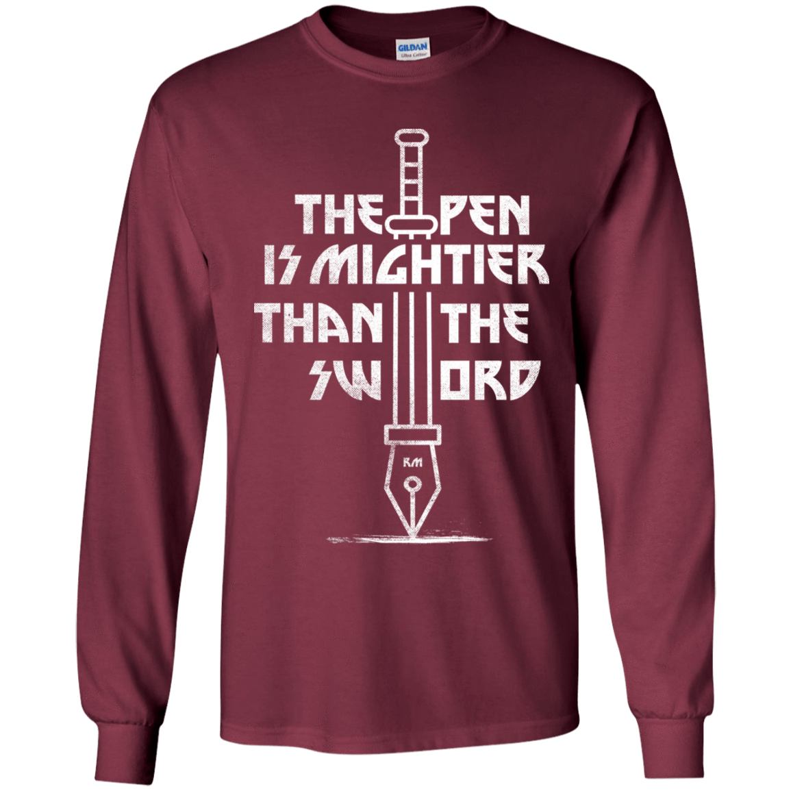 T-Shirts Maroon / YS Mighty Pen Youth Long Sleeve T-Shirt