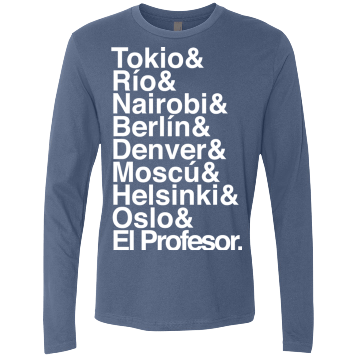 T-Shirts Indigo / S Money Heist Jetset Men's Premium Long Sleeve