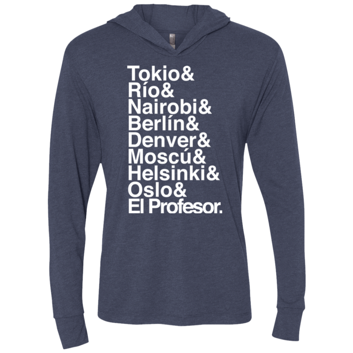 T-Shirts Vintage Navy / X-Small Money Heist Jetset Triblend Long Sleeve Hoodie Tee