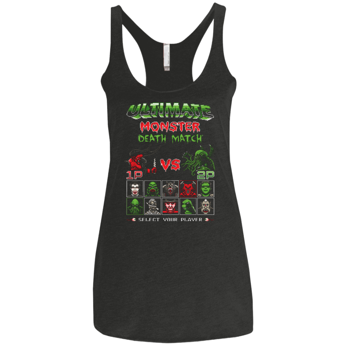 T-Shirts Vintage Black / X-Small Monster Death Match Women's Triblend Racerback Tank
