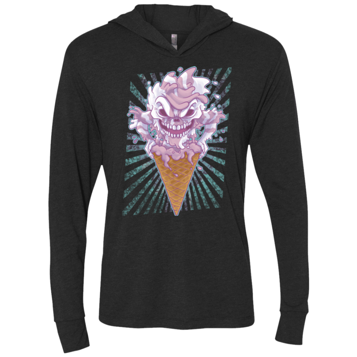 T-Shirts Vintage Black / X-Small Monster Ice Cream Triblend Long Sleeve Hoodie Tee