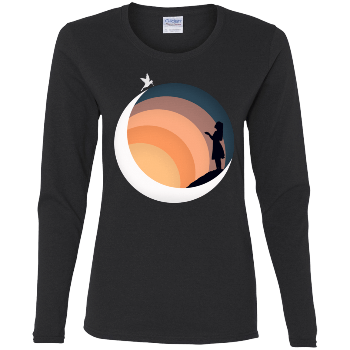 T-Shirts Black / S Moon Women's Long Sleeve T-Shirt