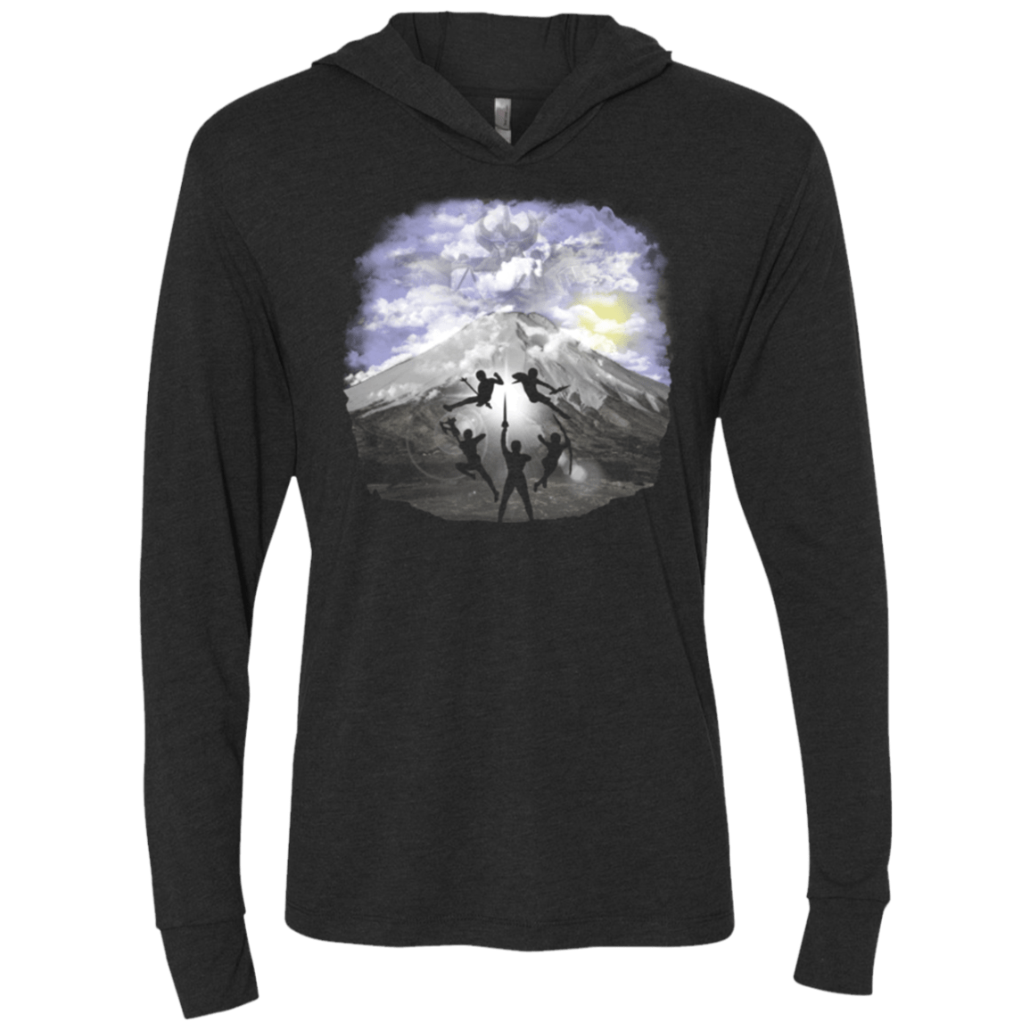 T-Shirts Vintage Black / X-Small Morphin' and Fightin' Triblend Long Sleeve Hoodie Tee