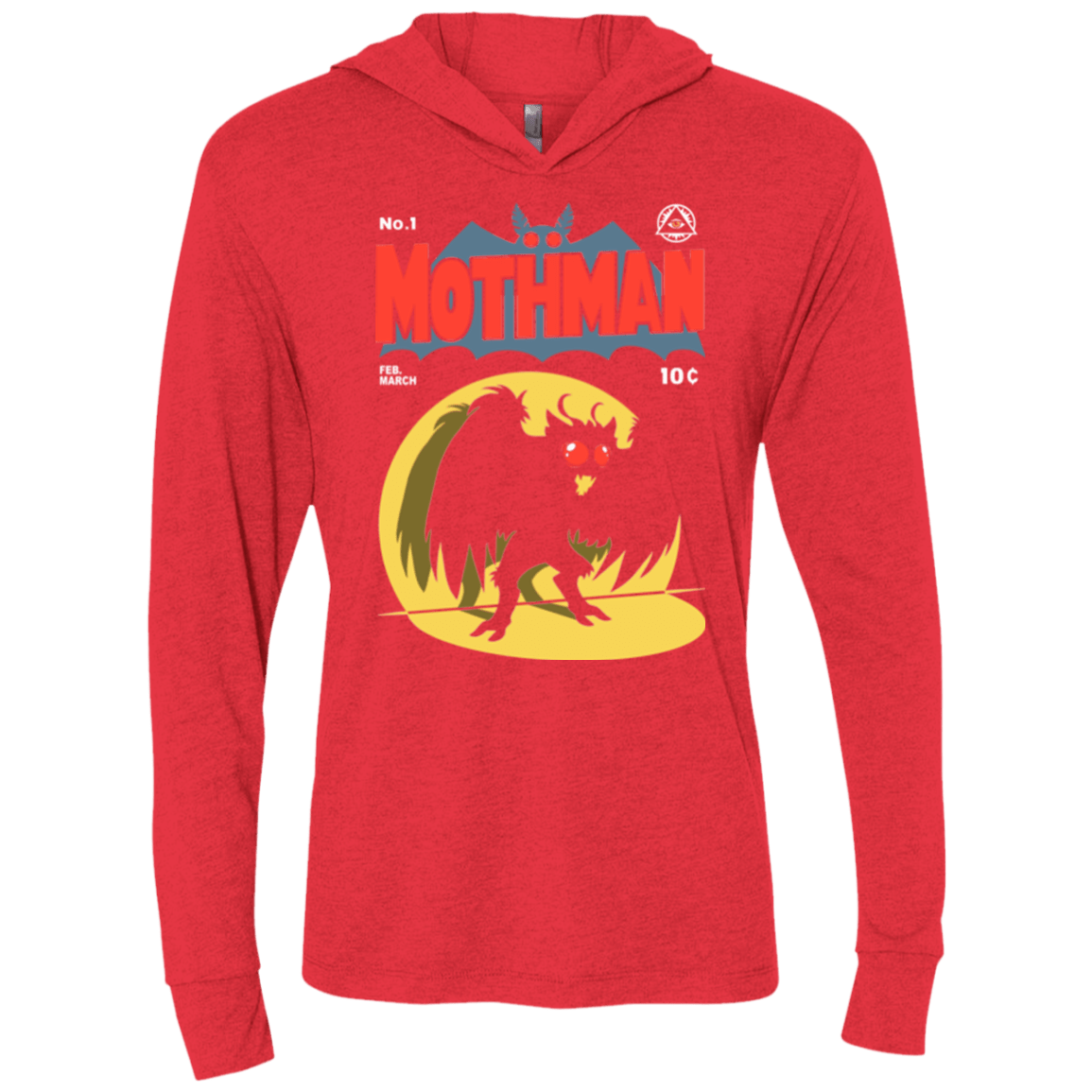 T-Shirts Vintage Red / X-Small Mothman Triblend Long Sleeve Hoodie Tee