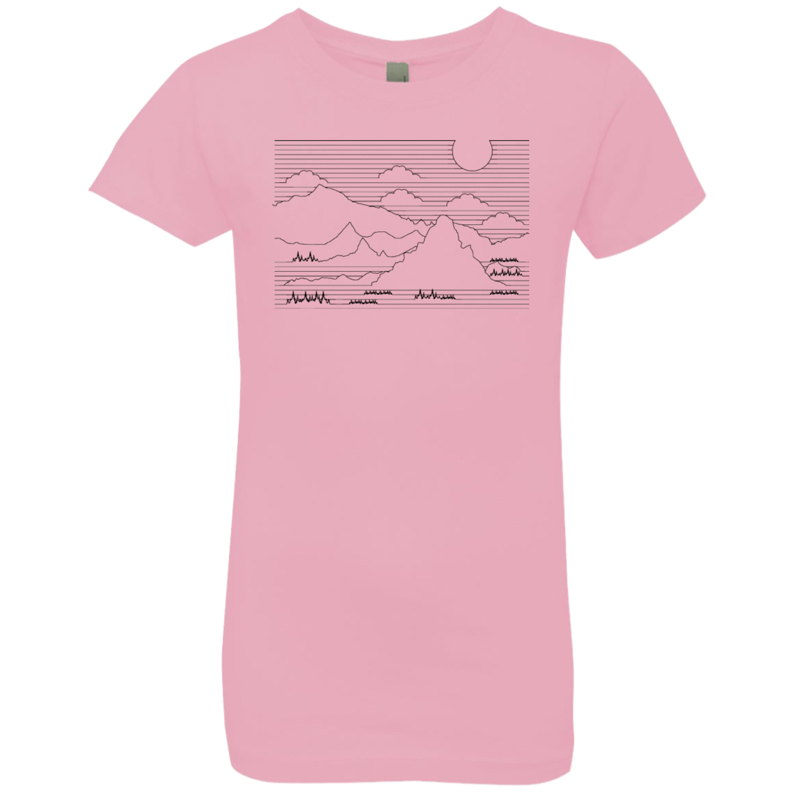 T-Shirts Light Pink / YXS Mountain Line Art Girls Premium T-Shirt