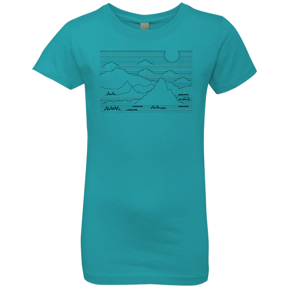 T-Shirts Tahiti Blue / YXS Mountain Line Art Girls Premium T-Shirt