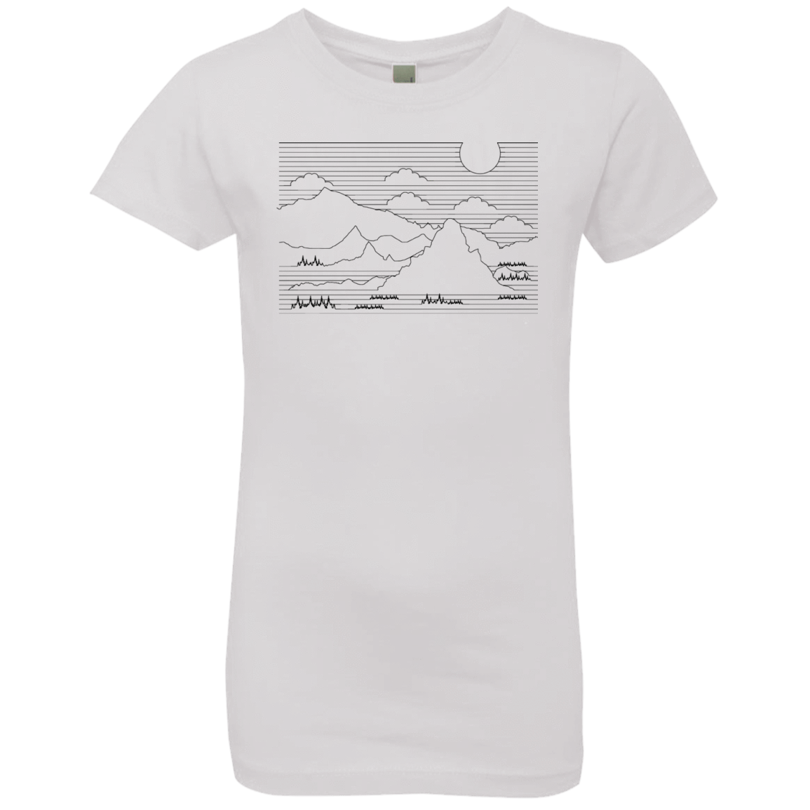 T-Shirts White / YXS Mountain Line Art Girls Premium T-Shirt