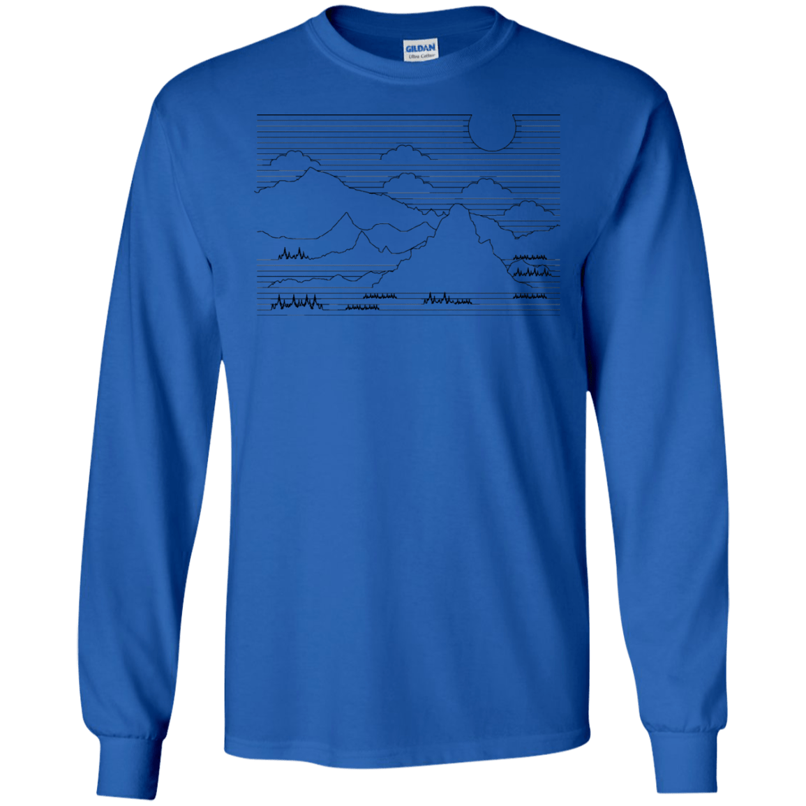 Mountain Line Art Men's Long Sleeve T-Shirt