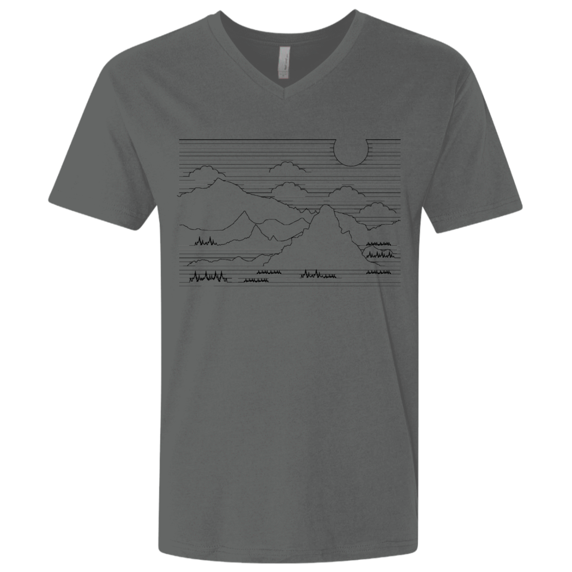 T-Shirts Heavy Metal / X-Small Mountain Line Art Men's Premium V-Neck