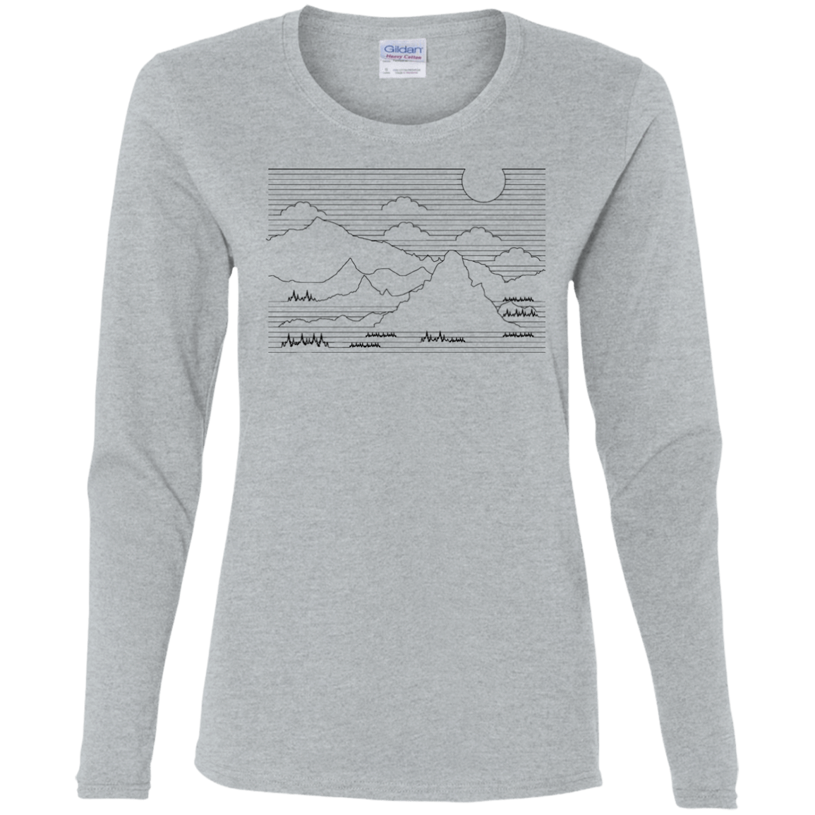 T-Shirts Sport Grey / S Mountain Line Art Women's Long Sleeve T-Shirt